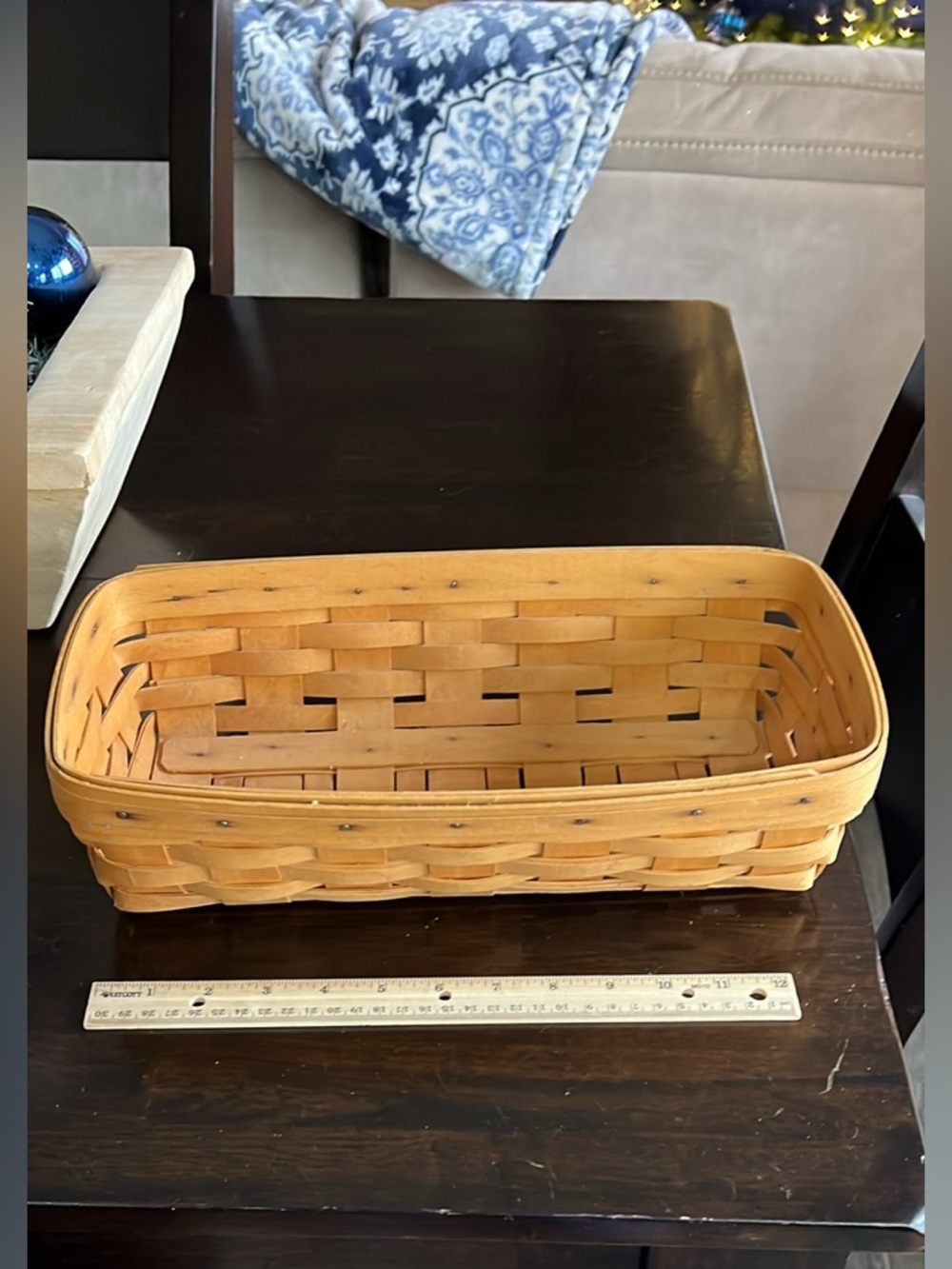Longaberger Woven Rectangular Basket - Light Tan